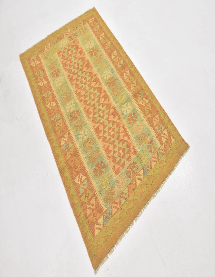 Detail image of  3' x 5'  Hand Woven Kilim Waziri Wool Rug