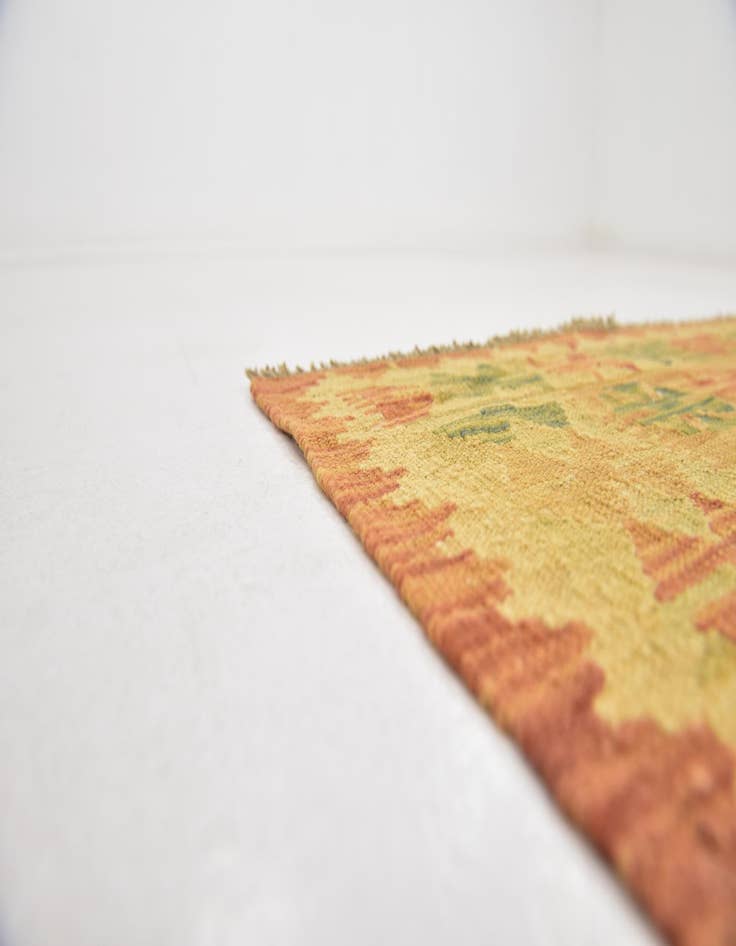 Detail image of  3' 2 x 5'  Hand Woven Kilim Waziri Wool Rug