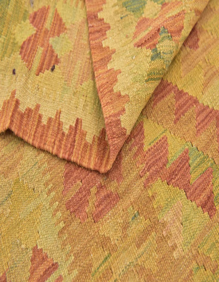 Detail image of  3' 2 x 5'  Hand Woven Kilim Waziri Wool Rug