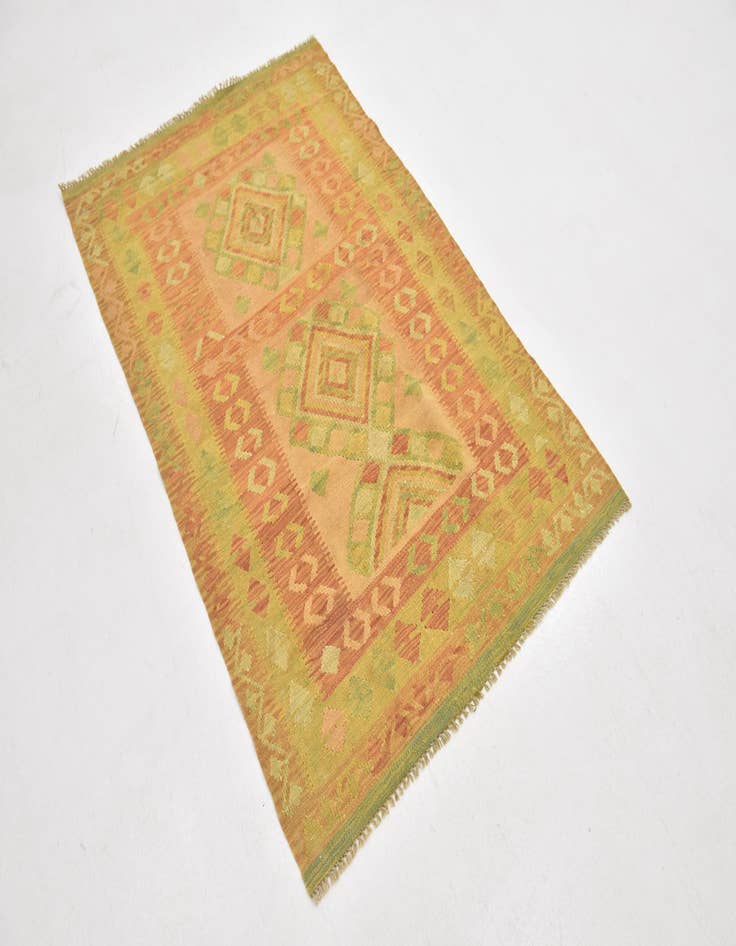 Detail image of  3' 3 x 5'  Hand Woven Kilim Waziri Wool Rug