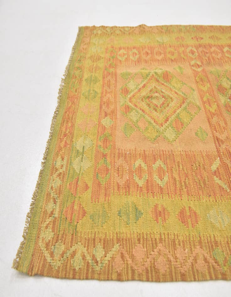 Detail image of  3' 3 x 5'  Hand Woven Kilim Waziri Wool Rug