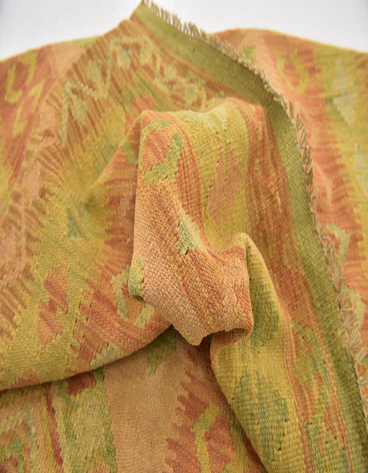 Detail image of  3' 3 x 5'  Hand Woven Kilim Waziri Wool Rug