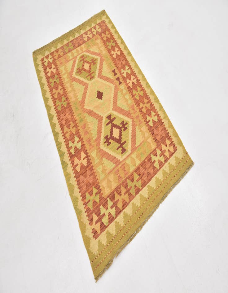 Detail image of  3' 2 x 5'  Hand Woven Kilim Waziri Wool Rug