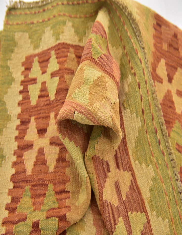 Detail image of  3' 2 x 5'  Hand Woven Kilim Waziri Wool Rug