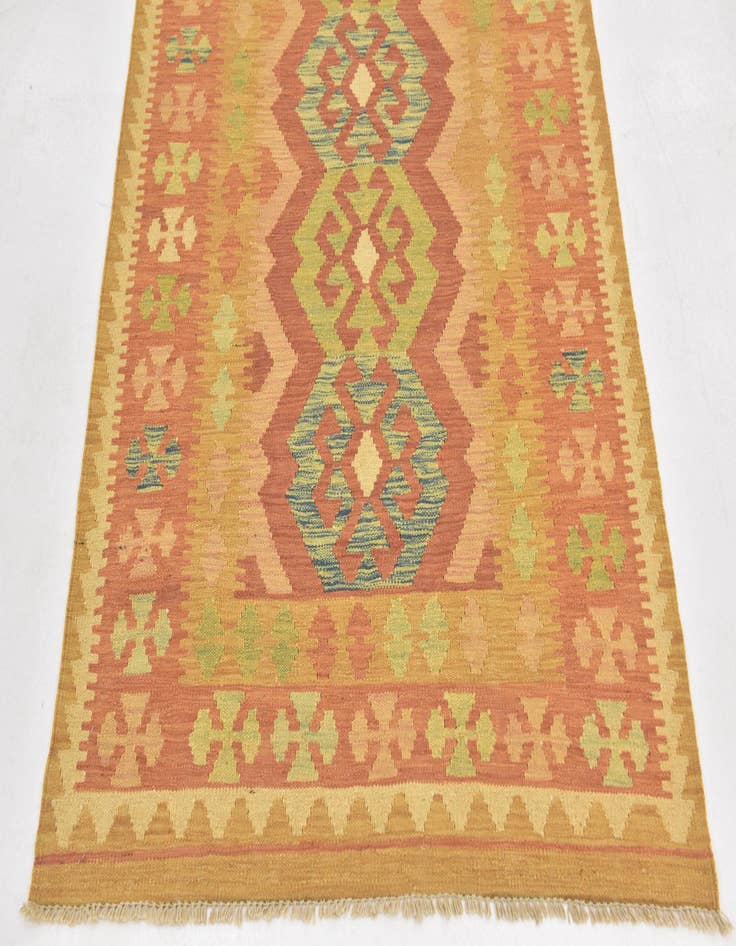 Detail image of  3' 2 x 5'  Hand Woven Kilim Waziri Wool Rug