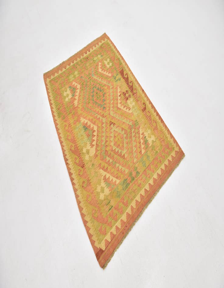 Detail image of  3' 4 x 4' 10  Hand Woven Kilim Waziri Wool Rug