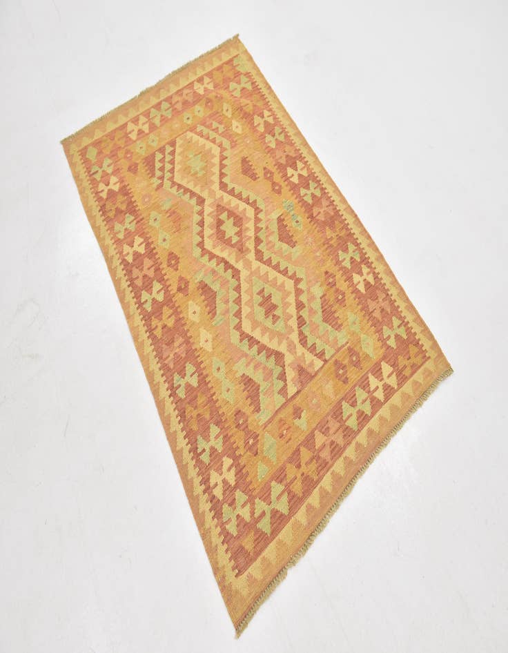 Detail image of  3' 4 x 5'  Hand Woven Kilim Waziri Wool Rug