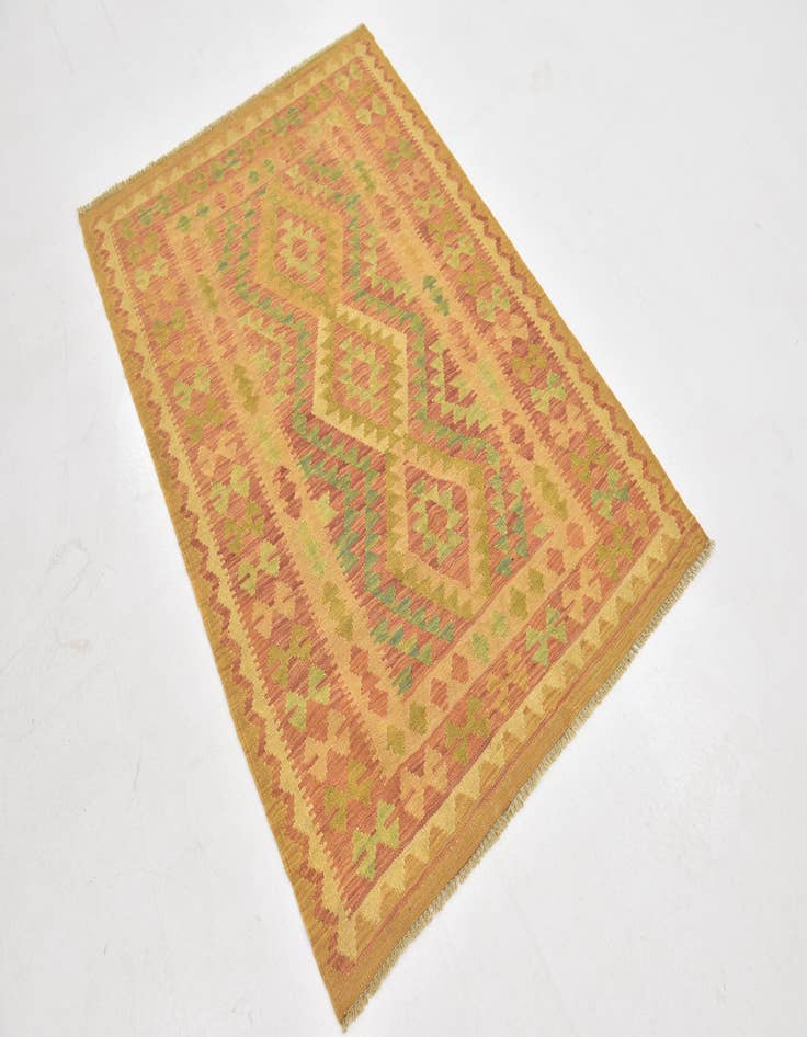 Detail image of  3' 3 x 5'  Hand Woven Kilim Waziri Wool Rug