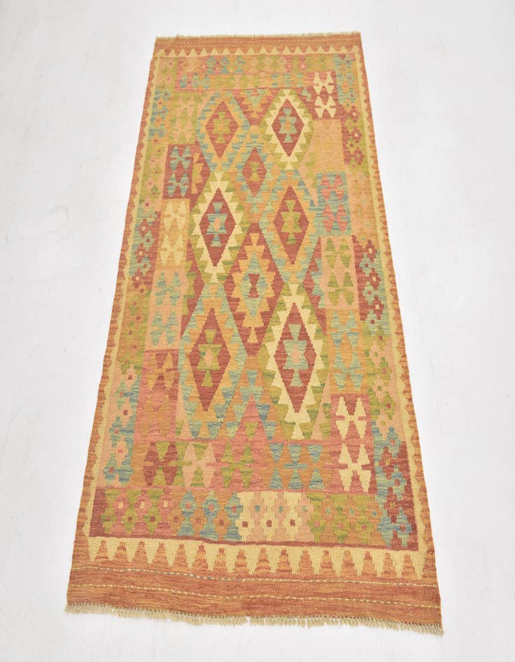 Detail image of  3' 5 x 5'  Hand Woven Kilim Waziri Wool Rug