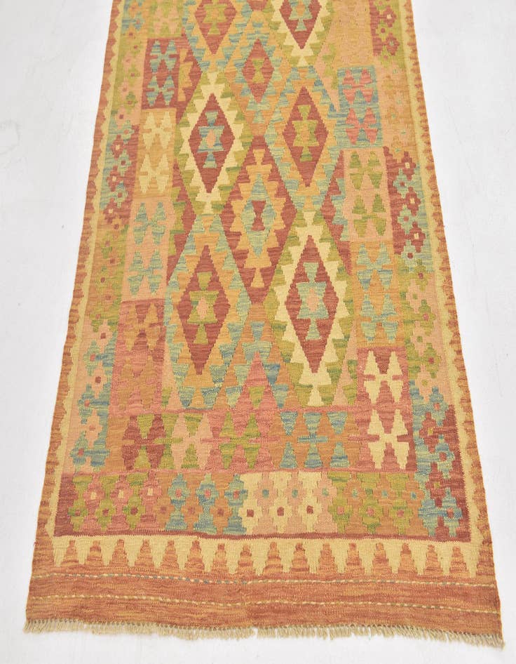 Detail image of  3' 5 x 5'  Hand Woven Kilim Waziri Wool Rug