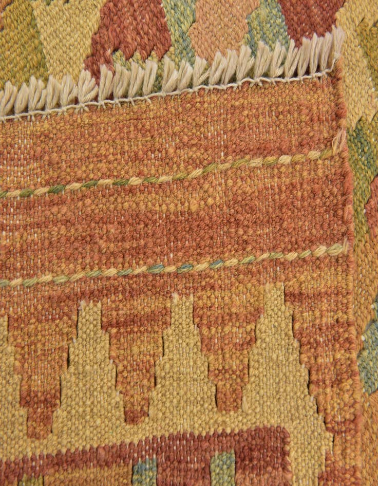 Detail image of  3' 5 x 5'  Hand Woven Kilim Waziri Wool Rug