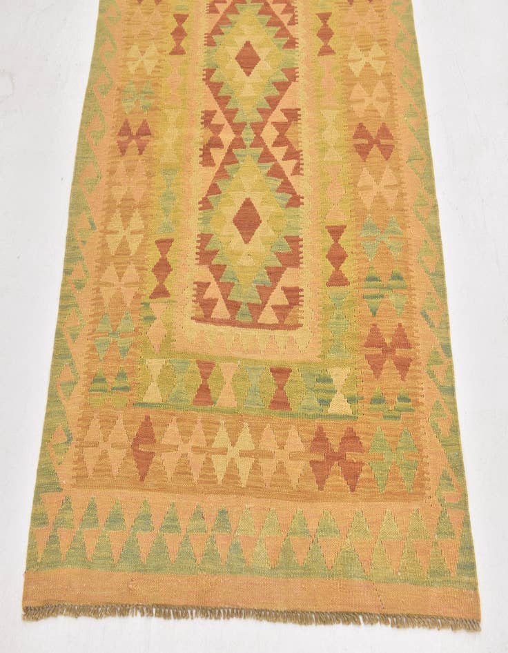 Detail image of  3' 5 x 5'  Hand Woven Kilim Waziri Wool Rug