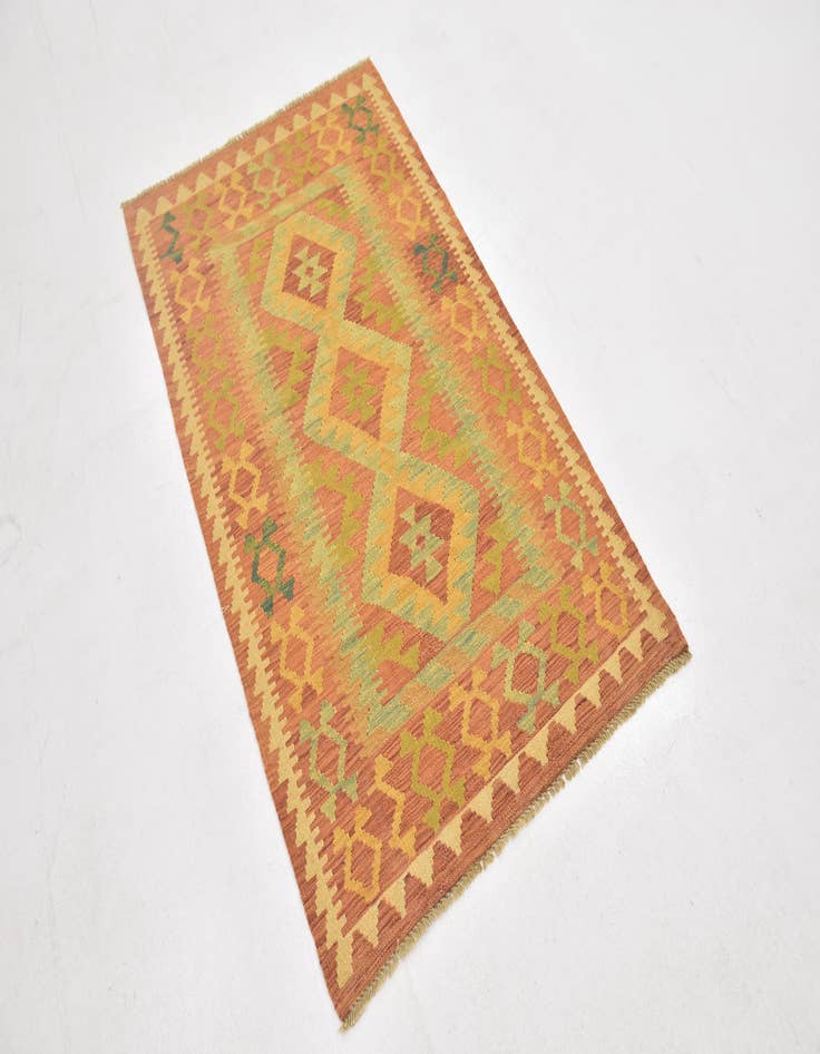 Detail image of  2' 10 x 4' 10  Hand Woven Kilim Waziri Wool Rug