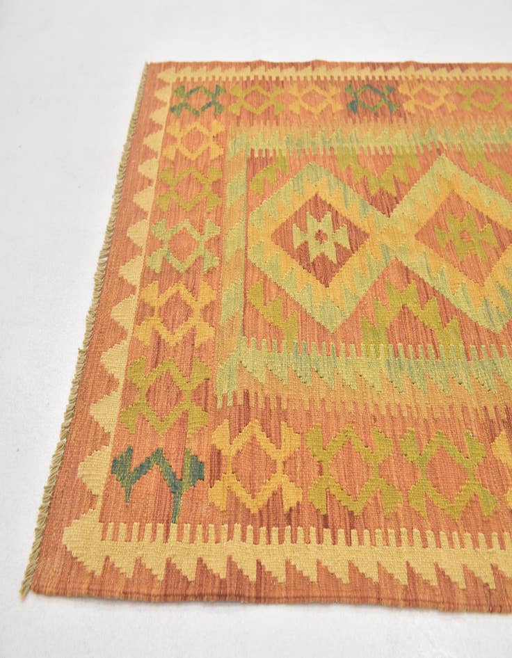 Detail image of  2' 10 x 4' 10  Hand Woven Kilim Waziri Wool Rug