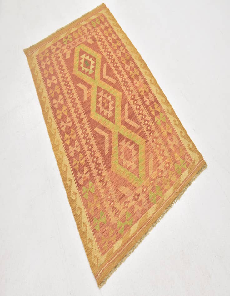 Detail image of  3' 2 x 5'  Hand Woven Kilim Waziri Wool Rug