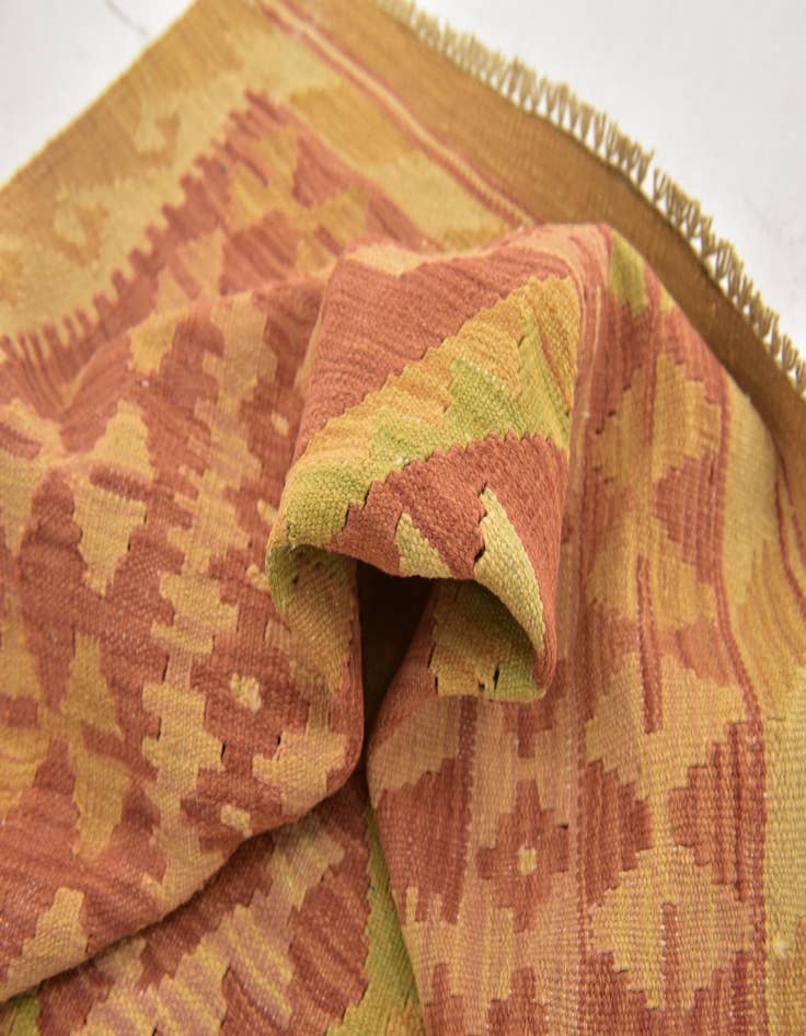 Detail image of  3' 2 x 5'  Hand Woven Kilim Waziri Wool Rug