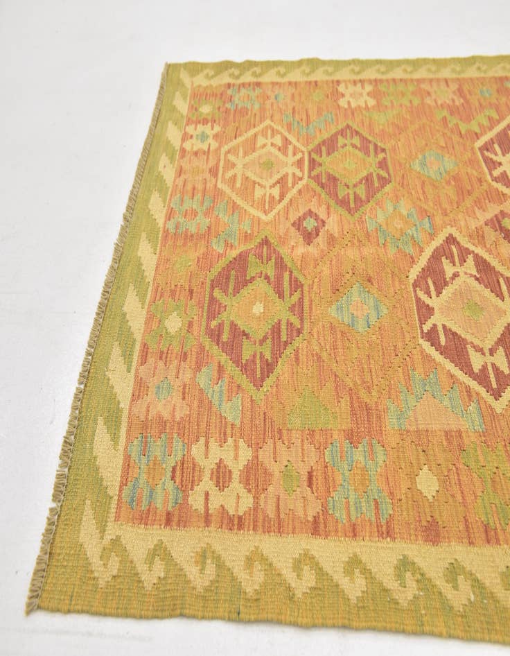 Detail image of  3' 3 x 5'  Hand Woven Kilim Waziri Wool Rug
