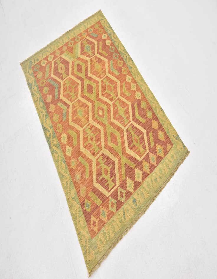 Detail image of  3' 4 x 4' 8  Hand Woven Kilim Waziri Wool Rug