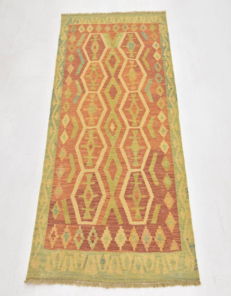 Detail image of  3' 4 x 4' 8  Hand Woven Kilim Waziri Wool Rug