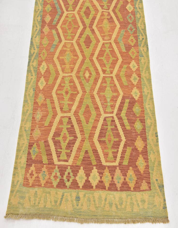 Detail image of  3' 4 x 4' 8  Hand Woven Kilim Waziri Wool Rug