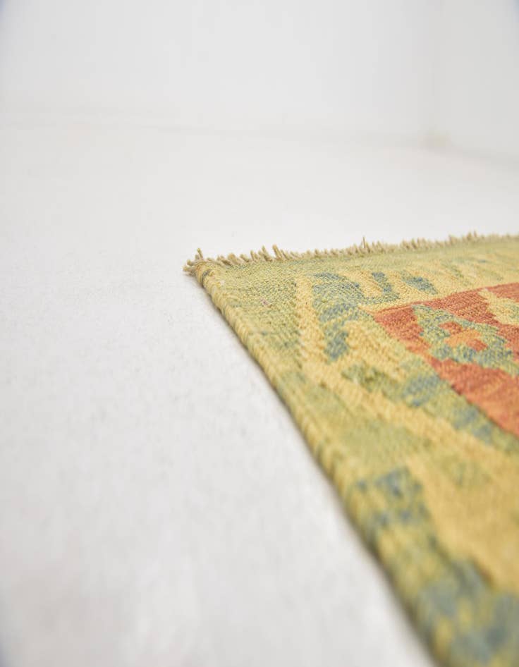 Detail image of  3' 4 x 4' 8  Hand Woven Kilim Waziri Wool Rug