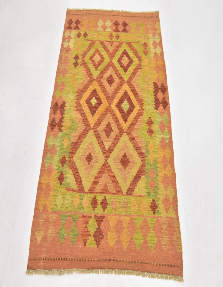 Detail image of  3' 2 x 4' 10  Hand Woven Kilim Waziri Wool Rug