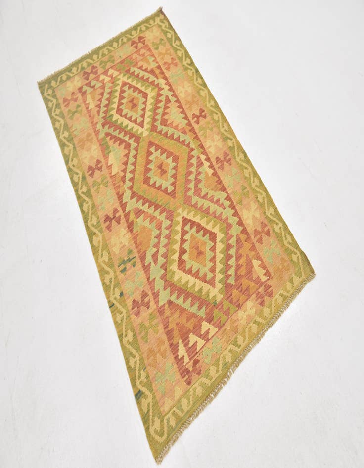 Detail image of  3' 2 x 5'  Hand Woven Kilim Waziri Wool Rug