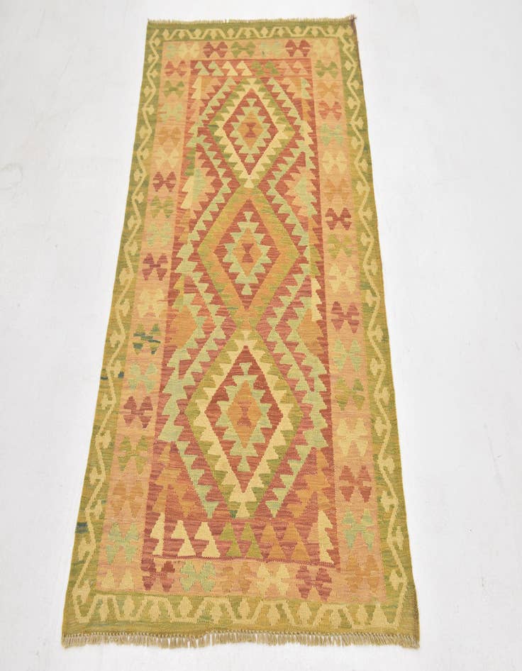 Detail image of  3' 2 x 5'  Hand Woven Kilim Waziri Wool Rug