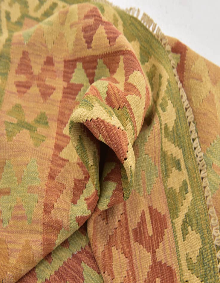 Detail image of  3' 2 x 5'  Hand Woven Kilim Waziri Wool Rug