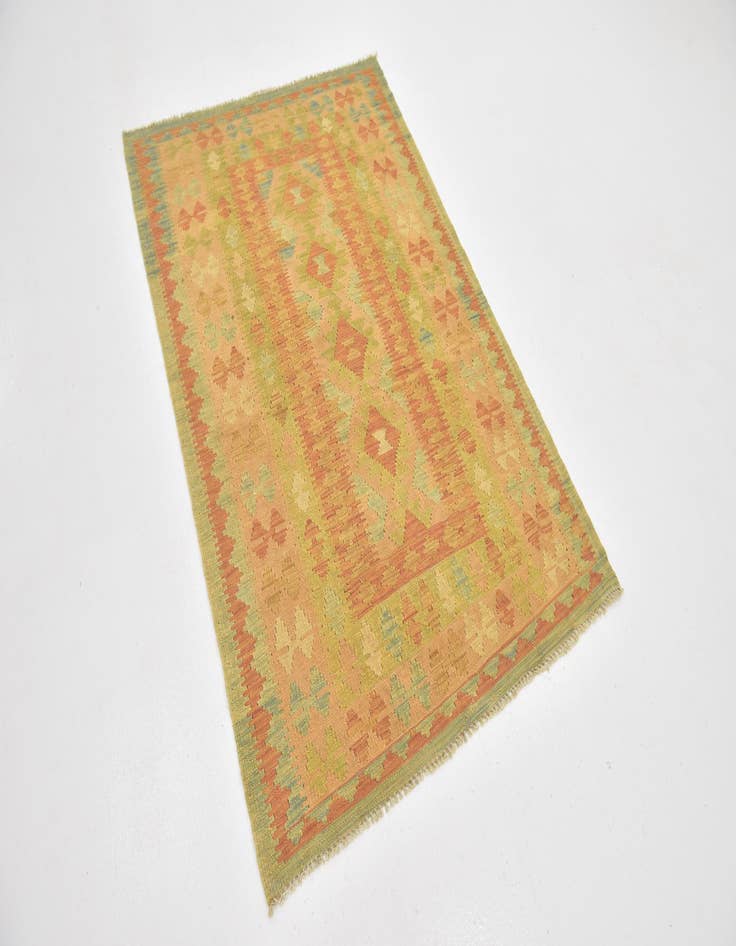 Detail image of  3' 2 x 5'  Hand Woven Kilim Waziri Wool Rug