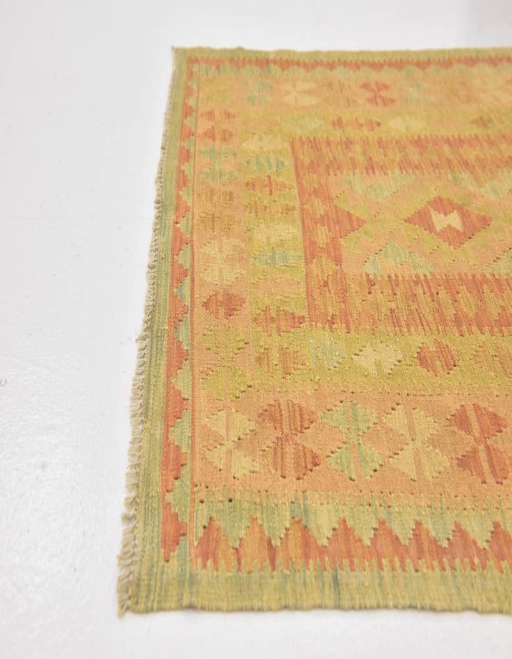 Detail image of  3' 2 x 5'  Hand Woven Kilim Waziri Wool Rug