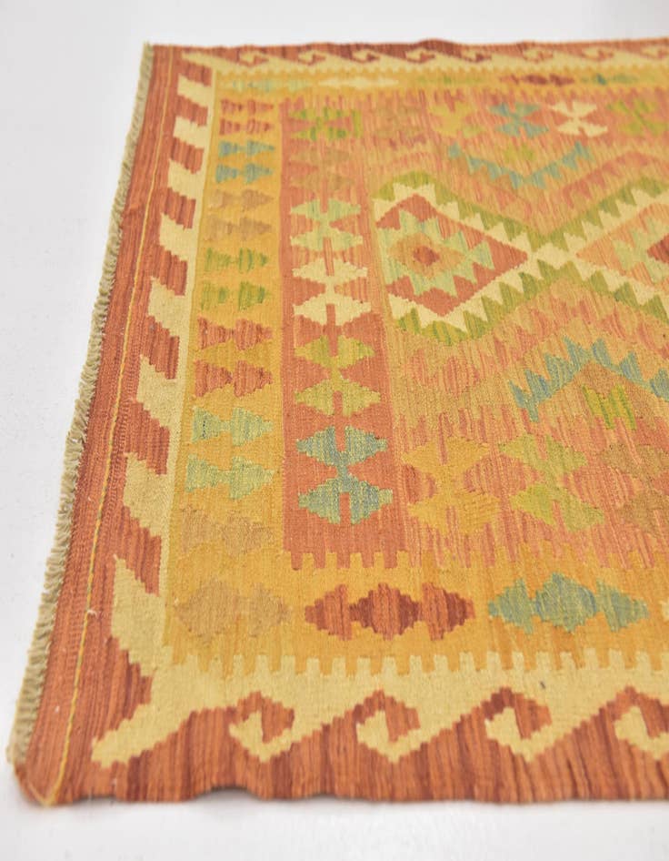 Detail image of  3' 3 x 5'  Hand Woven Kilim Waziri Wool Rug