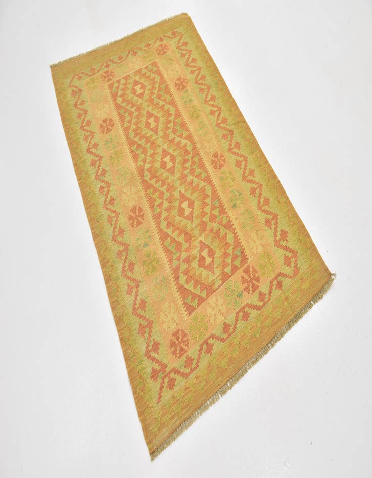 Detail image of  3' x 4' 10  Hand Woven Kilim Waziri Wool Rug