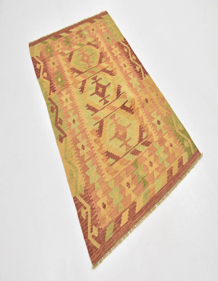 Detail image of  3' 4 x 5'  Hand Woven Kilim Waziri Wool Rug