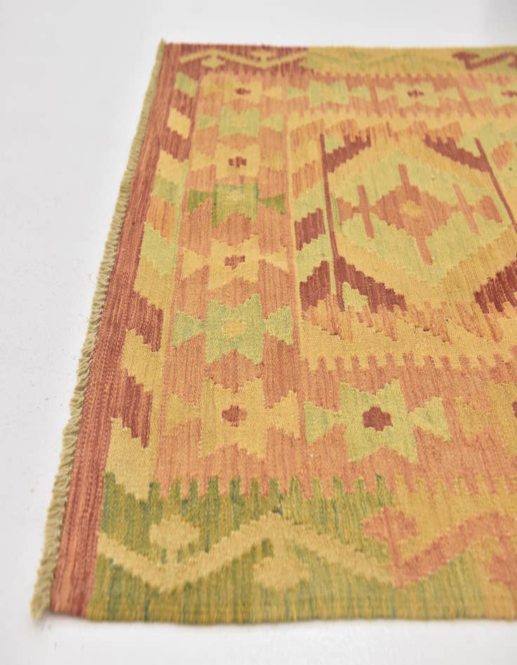 Detail image of  3' 4 x 5'  Hand Woven Kilim Waziri Wool Rug