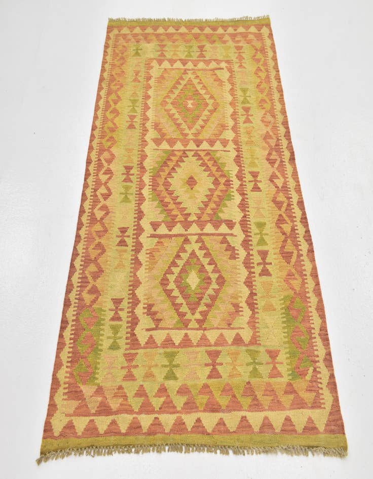 Detail image of  3' 2 x 5'  Hand Woven Kilim Waziri Wool Rug