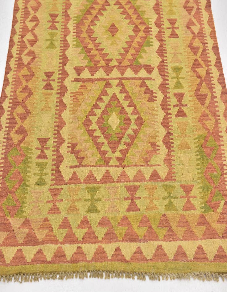 Detail image of  3' 2 x 5'  Hand Woven Kilim Waziri Wool Rug