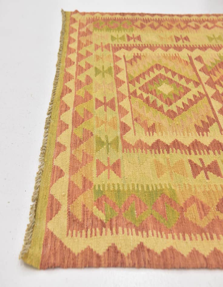 Detail image of  3' 2 x 5'  Hand Woven Kilim Waziri Wool Rug