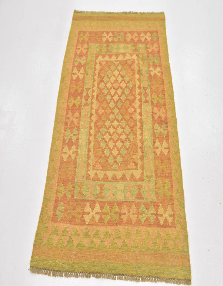 Detail image of  3' 2 x 5'  Hand Woven Kilim Waziri Wool Rug