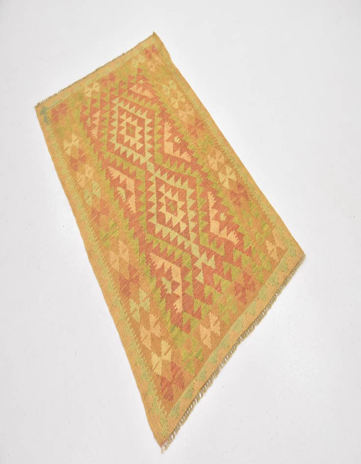 Detail image of  3' 2 x 5'  Hand Woven Kilim Waziri Wool Rug