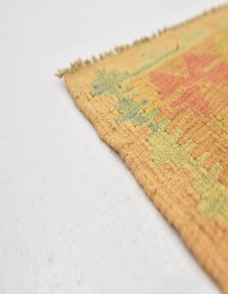 Detail image of  3' 2 x 5'  Hand Woven Kilim Waziri Wool Rug