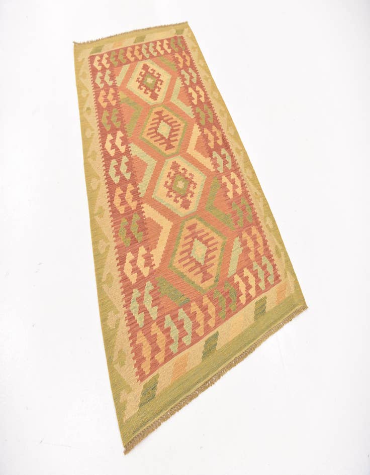 Detail image of  3' 2 x 5'  Hand Woven Kilim Waziri Wool Rug