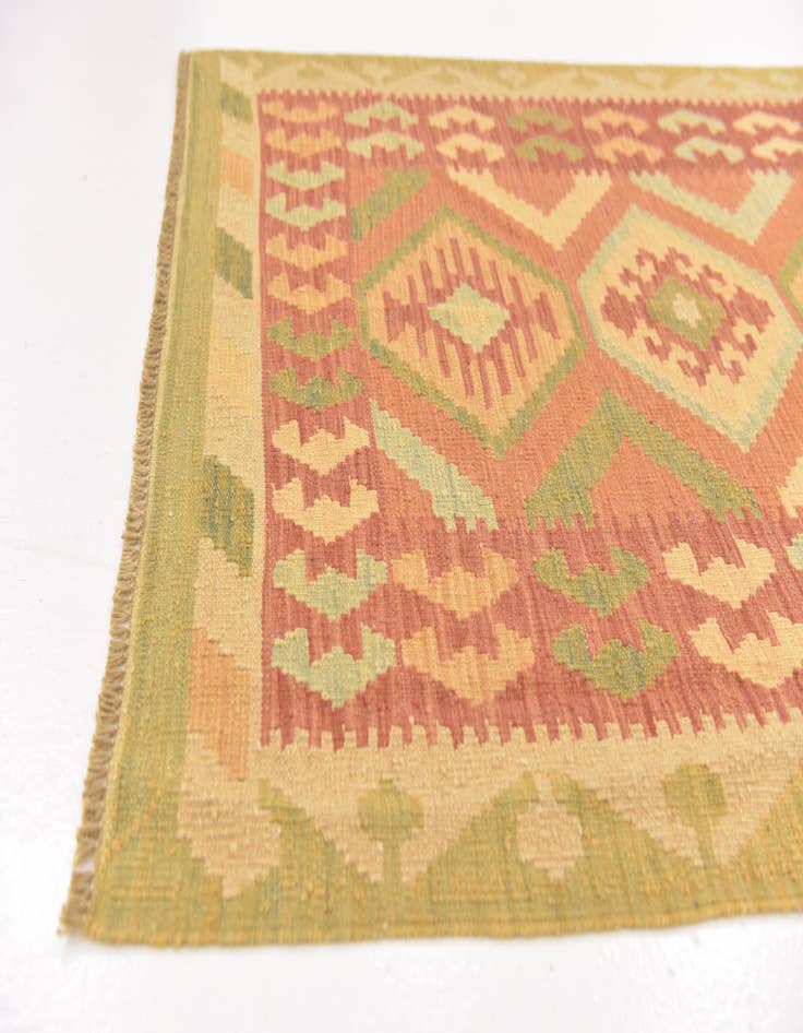 Detail image of  3' 2 x 5'  Hand Woven Kilim Waziri Wool Rug