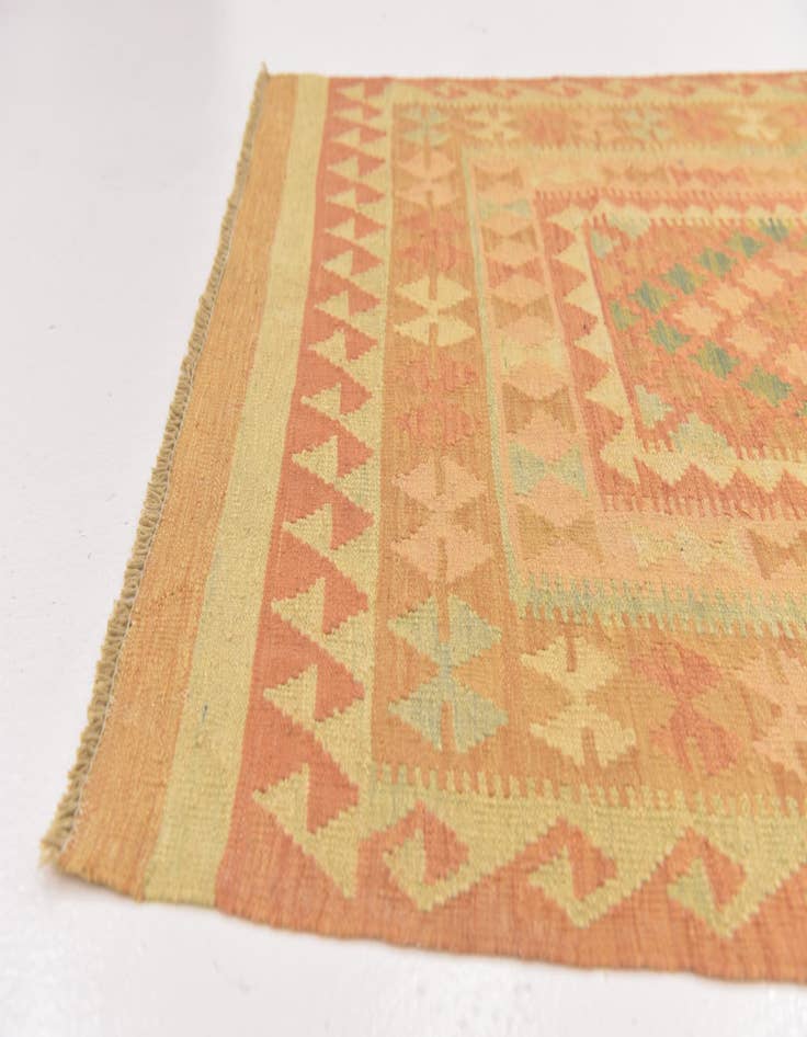 Detail image of  3' 5 x 5' 2  Hand Woven Kilim Waziri Wool Rug