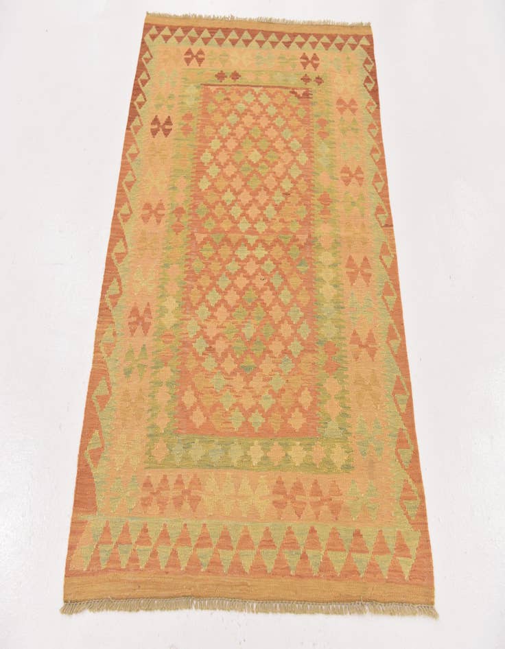 Detail image of  3' 2 x 5'  Hand Woven Kilim Waziri Wool Rug