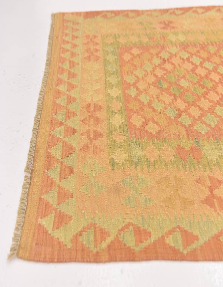Detail image of  3' 2 x 5'  Hand Woven Kilim Waziri Wool Rug