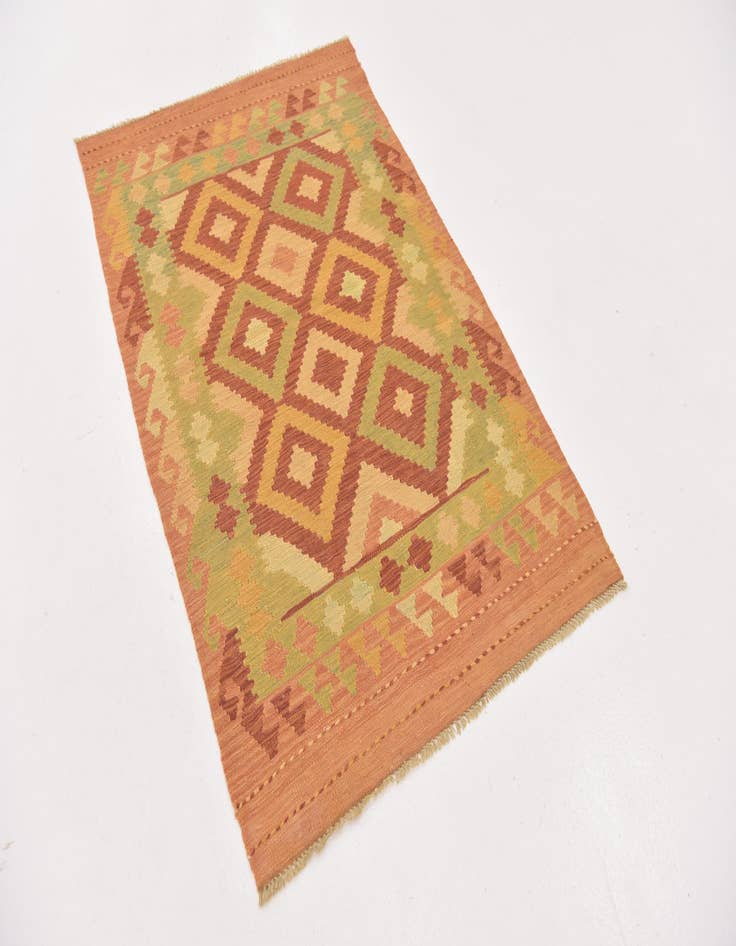 Detail image of  3' 2 x 5'  Hand Woven Kilim Waziri Wool Rug