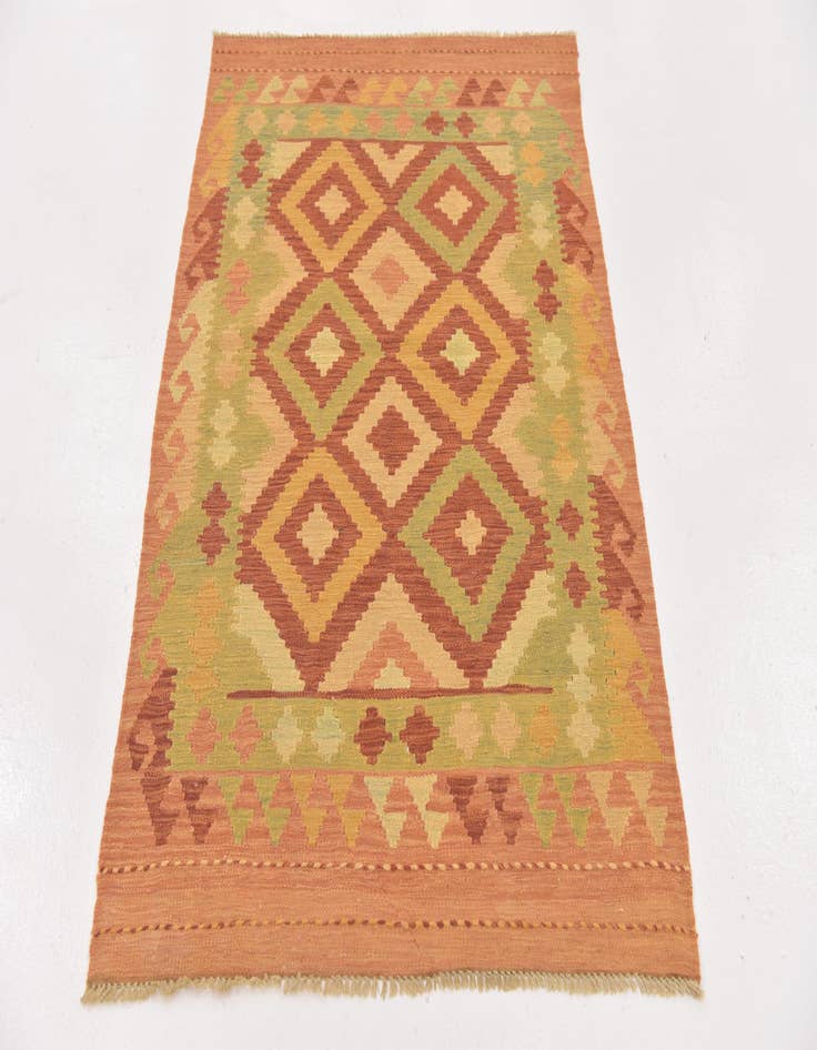 Detail image of  3' 2 x 5'  Hand Woven Kilim Waziri Wool Rug