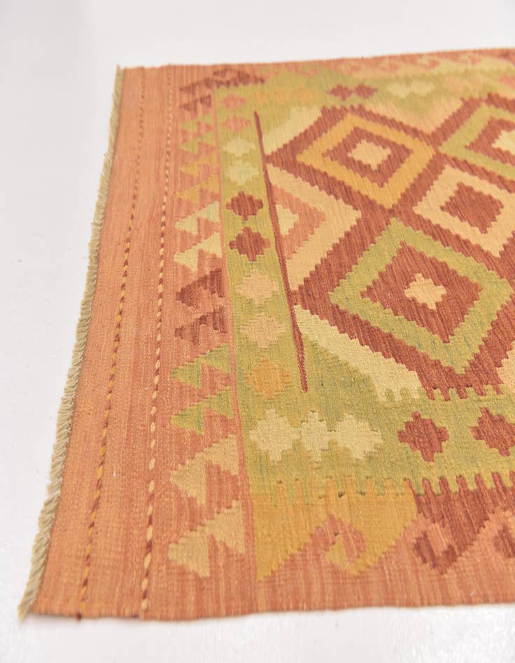 Detail image of  3' 2 x 5'  Hand Woven Kilim Waziri Wool Rug