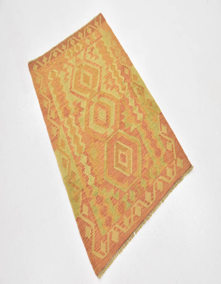 Detail image of  2' 8 x 4'  Hand Woven Kilim Waziri Wool Rug